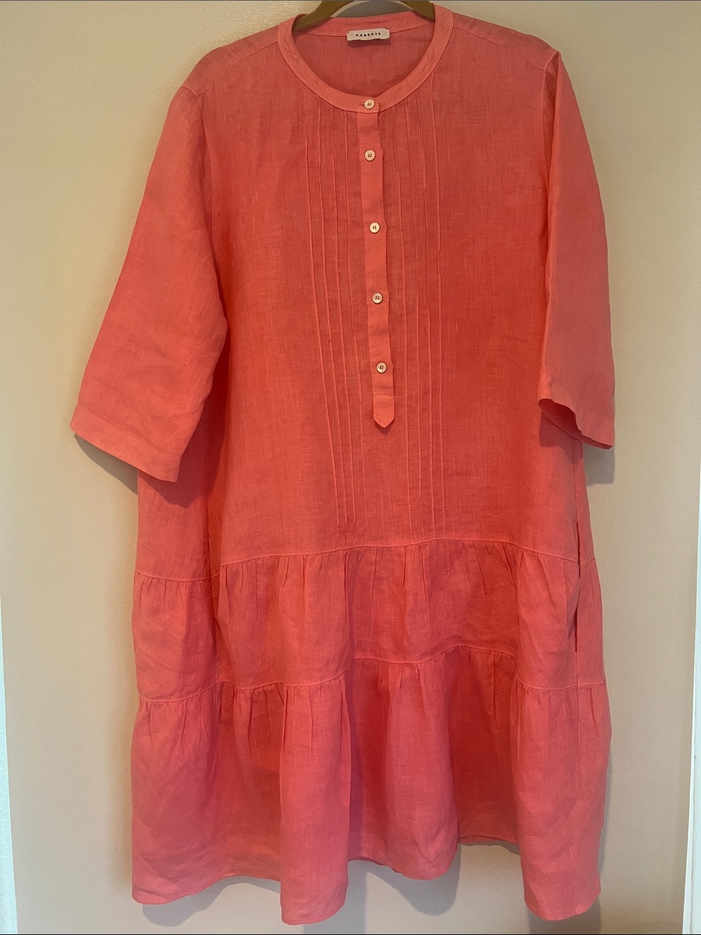 Rosso35  Pink Tiered Linen Dress